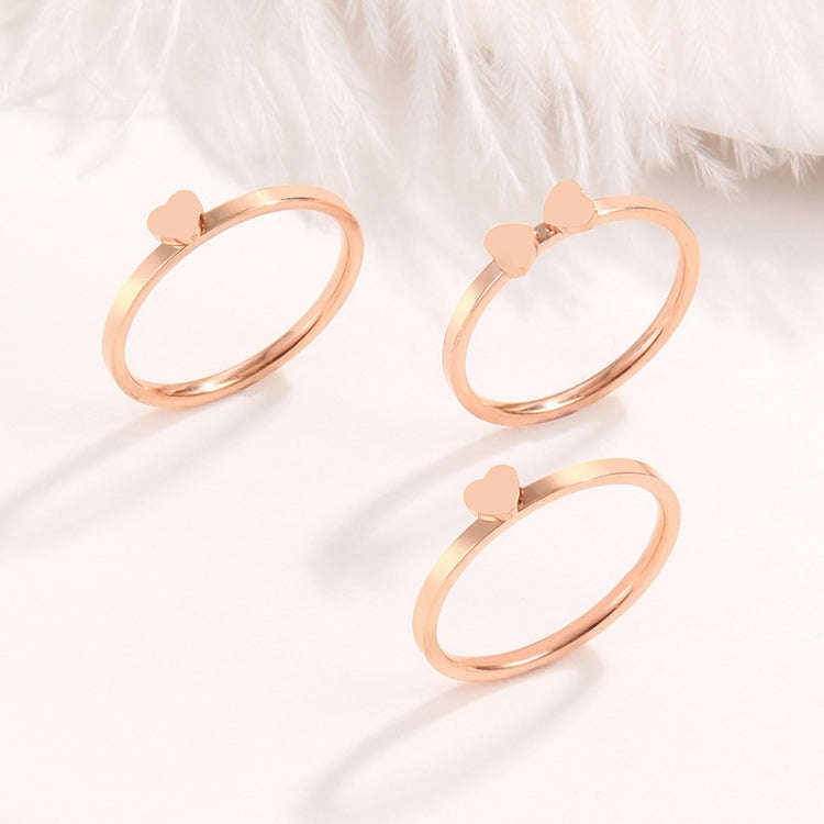 3 In 1 Titanium Steel Peach Heart Combination Four-Leaf Clover Couple Ring, US Size 5, US Size 6,...