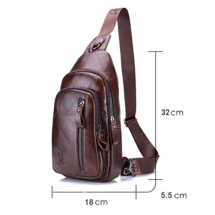 BUFF CAPTAIN 100 Men Leather Crossbody Shoulder Bag First-Layer Cowhide Multi-Function Sports Cas...