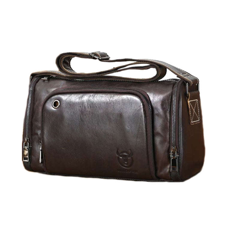 BUFF CAPTAIN HKDJB--001 First-Layer Cowhide Shoulder Messenger Bag Sports Men Leather Bag, Dark B...