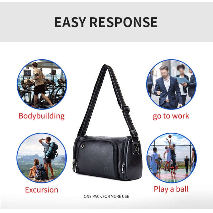 BUFF CAPTAIN HKDJB--001 First-Layer Cowhide Shoulder Messenger Bag Sports Men Leather Bag, Dark B...