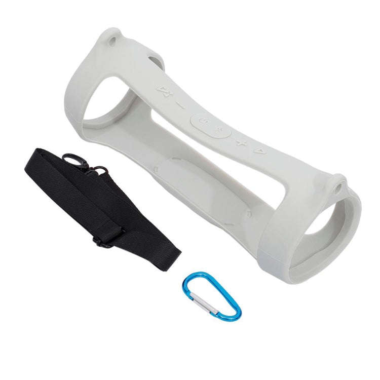 For JBL Charge 4 Bluetooth Speaker Portable Silicone Protective Cover with Shoulder Strap & Carab...