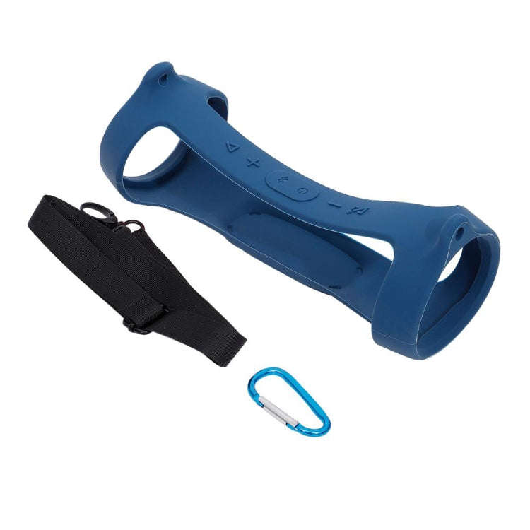 For JBL Charge 4 Bluetooth Speaker Portable Silicone Protective Cover with Shoulder Strap & Carab...