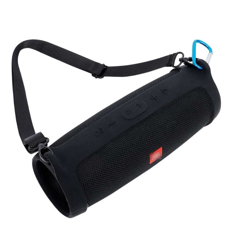 For JBL Charge 4 Bluetooth Speaker Portable Silicone Protective Cover with Shoulder Strap & Carab...