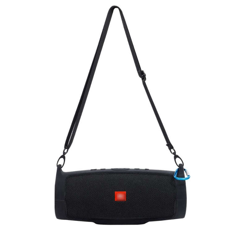 For JBL Charge 4 Bluetooth Speaker Portable Silicone Protective Cover with Shoulder Strap & Carab...