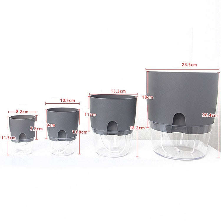 Transparent Plastic Double-Layer Water Storage Automatic Water-Absorbing Flowerpot, A703 Caliber ...