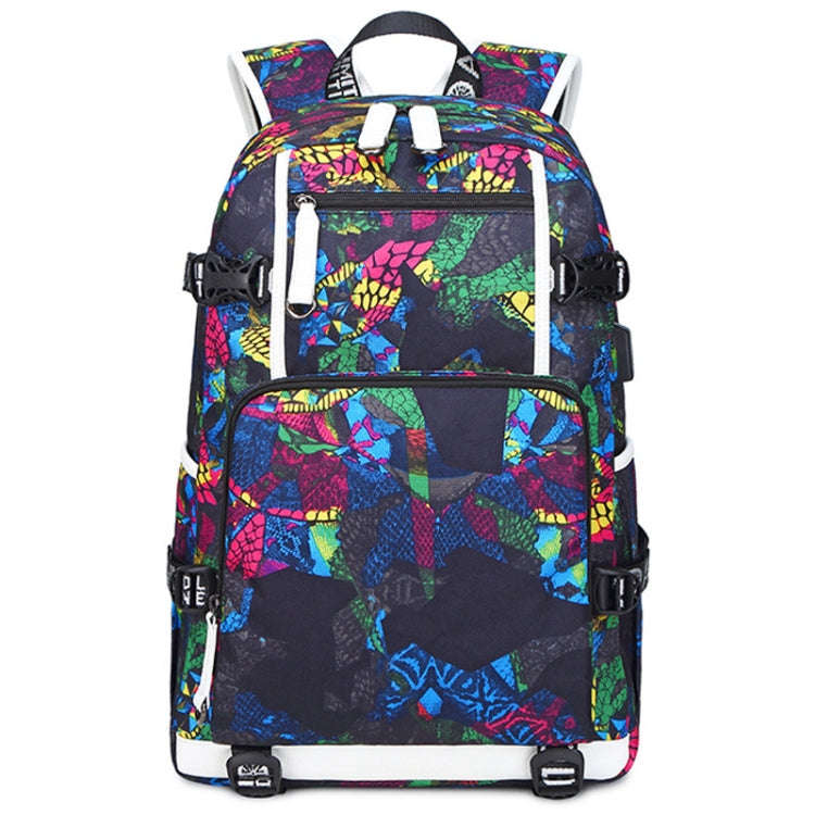 6101-5 Printed Backpack Large Capacity Computer Backpack Waterproof Student School Bag, Print Col...