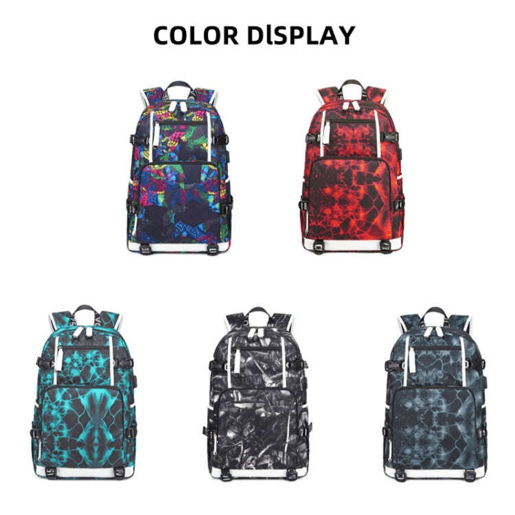 6101-5 Printed Backpack Large Capacity Computer Backpack Waterproof Student School Bag, Print Col...