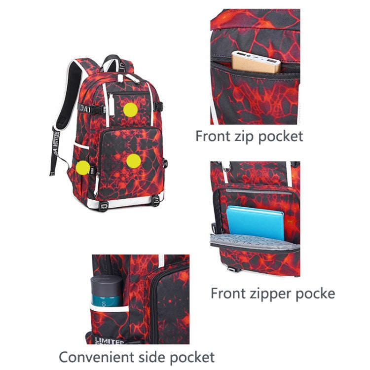 6101-5 Printed Backpack Large Capacity Computer Backpack Waterproof Student School Bag, Print Col...