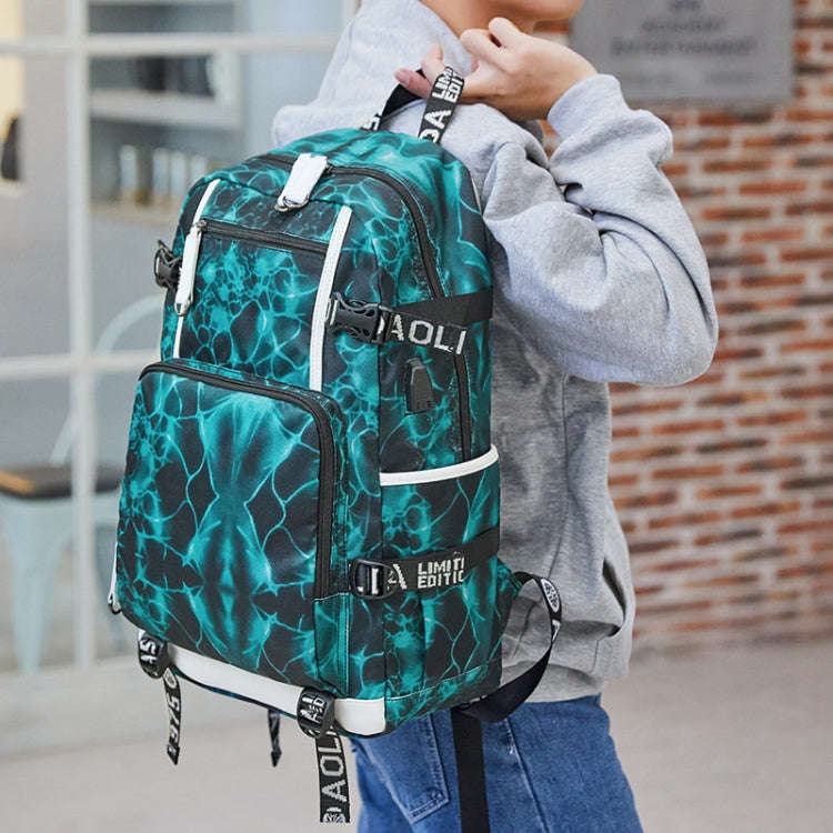 6101-5 Printed Backpack Large Capacity Computer Backpack Waterproof Student School Bag, Print Col...