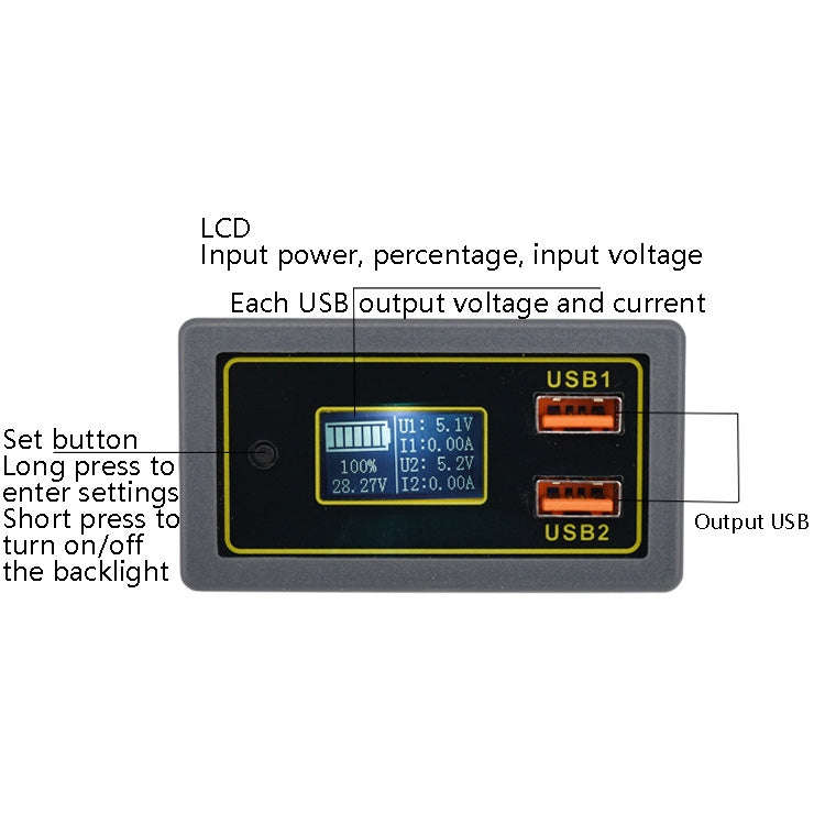 Car DC Voltage Electricity Table 12/24V Battery Lead-Acid Battery Turn 5V USB Fast Charge Display...