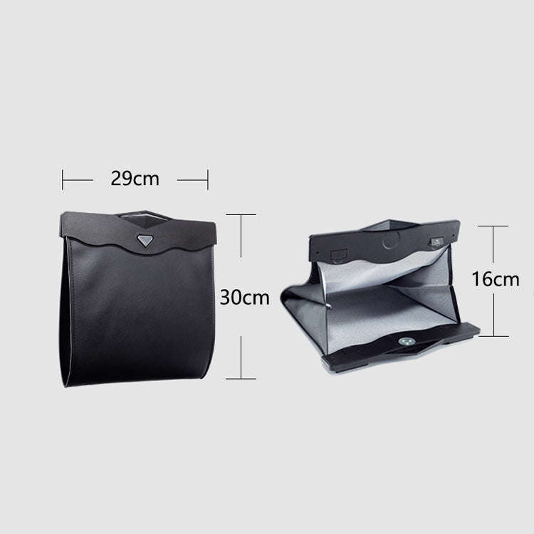 Car Trash Can Car Chair Back Hanging Storage Box Hidden Folding Storage Bag With LED Light, Black...