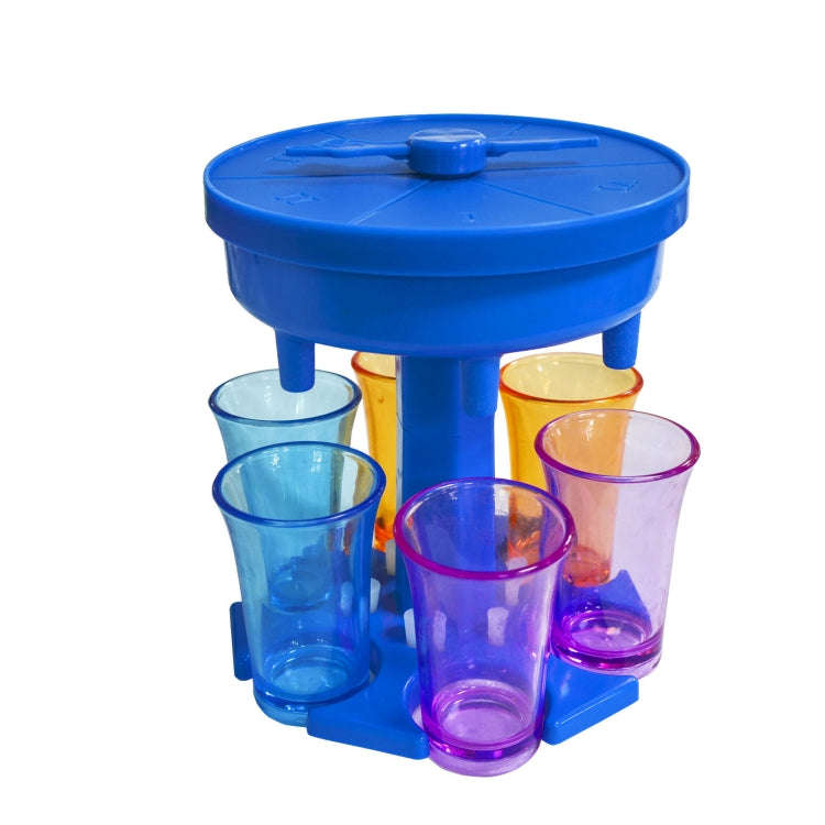 6 Cups Wine Dispenser Automatic Diversion Wine Pourer With Game Turntable, Style:, Round Blue wit...