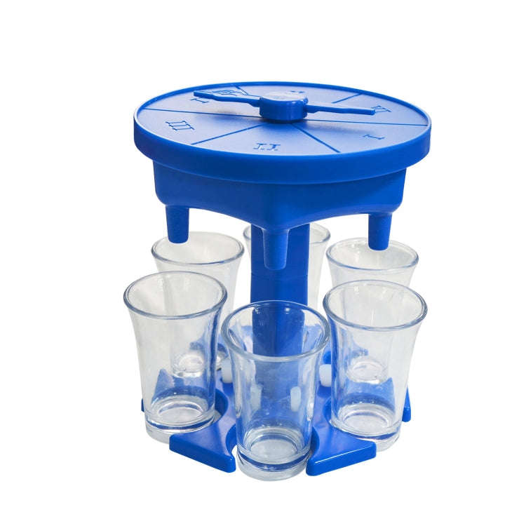6 Cups Wine Dispenser Automatic Diversion Wine Pourer With Game Turntable, Style:, Round Blue wit...