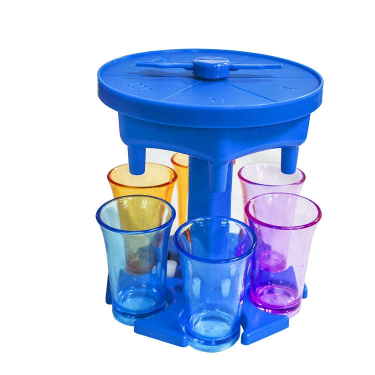 6 Cups Wine Dispenser Automatic Diversion Wine Pourer With Game Turntable, Style:, Round Blue wit...