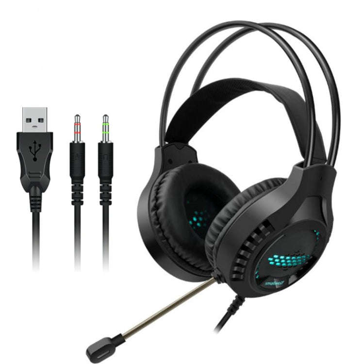Smailwolf AK3 Headset Game Headphones Wired Luminous Desktop Computer Headset, Style:, 3.5mm Doub...
