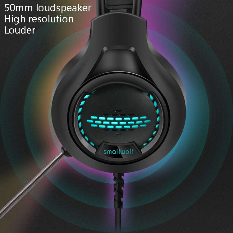 Smailwolf AK3 Headset Game Headphones Wired Luminous Desktop Computer Headset, Style:, 3.5mm Doub...