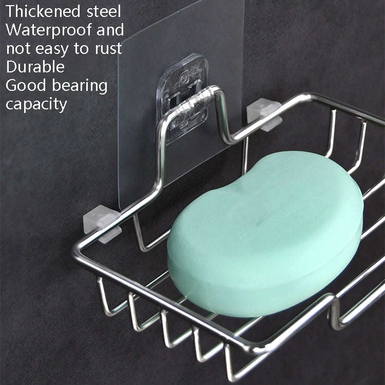 Stainless Steel Wall-Mounted Bathroom Soap Storage Rack, Style: Single Layer With Sticker, Single...