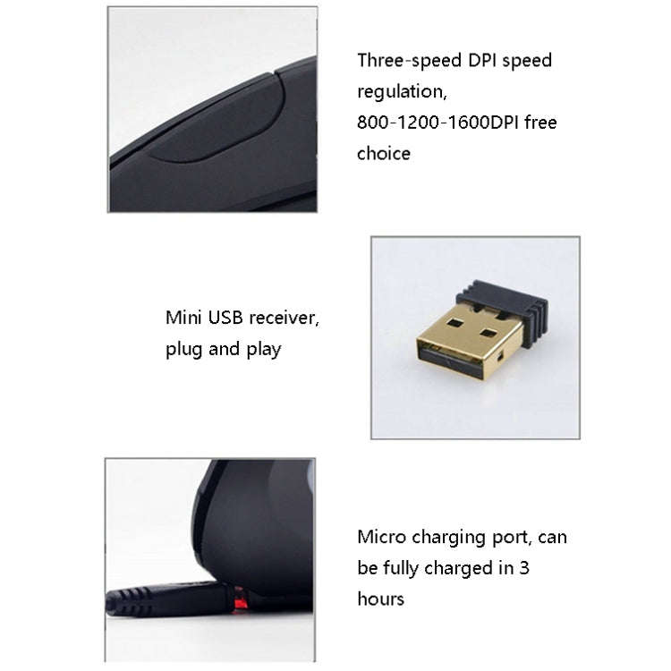 JS-5D 6 Keys 2.4G Ergonomic Vertical Mouse Cross-Border Wireless Charging Mouse