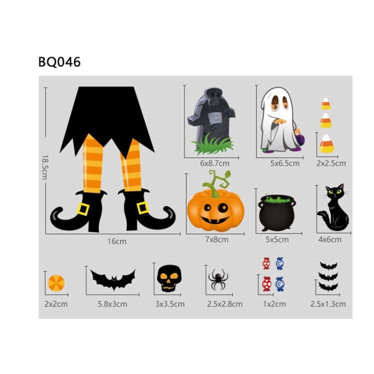 Halloween Decoration Stickers Pumpkin Lamp Spider Ghost Electrostatic Stickers,Style:, BQ040ABCD-...