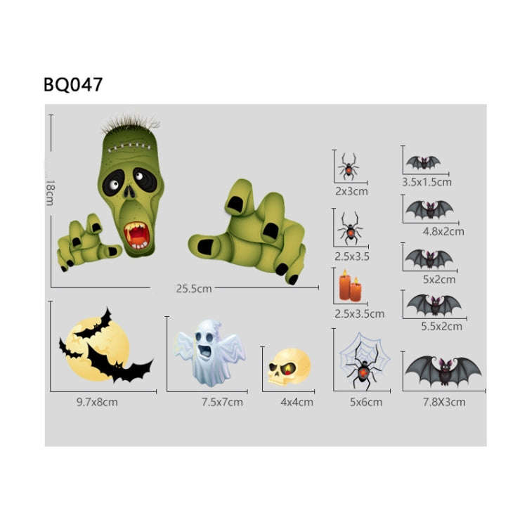 Halloween Decoration Stickers Pumpkin Lamp Spider Ghost Electrostatic Stickers,Style:, BQ040ABCD-...