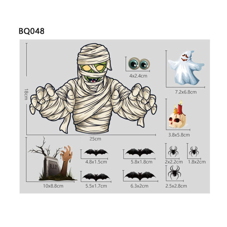 Halloween Decoration Stickers Pumpkin Lamp Spider Ghost Electrostatic Stickers,Style:, BQ040ABCD-...