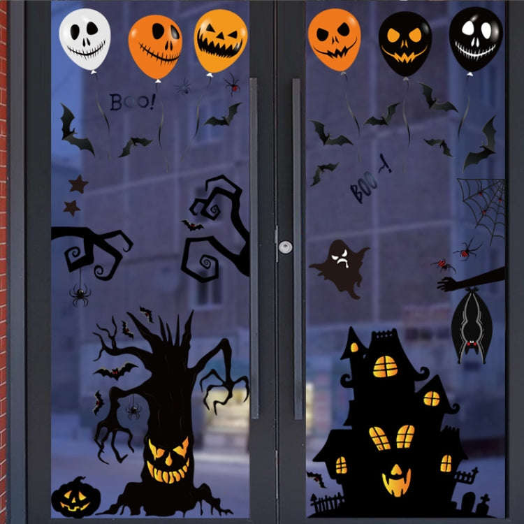 Halloween Decoration Stickers Pumpkin Lamp Spider Ghost Electrostatic Stickers,Style:, BQ040ABCD-...
