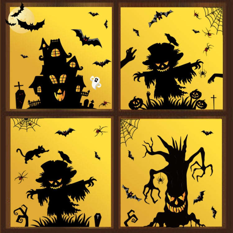 Halloween Decoration Stickers Pumpkin Lamp Spider Ghost Electrostatic Stickers,Style:, BQ040ABCD-...