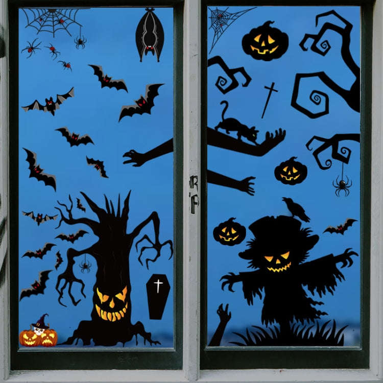 Halloween Decoration Stickers Pumpkin Lamp Spider Ghost Electrostatic Stickers,Style:, BQ040ABCD-...