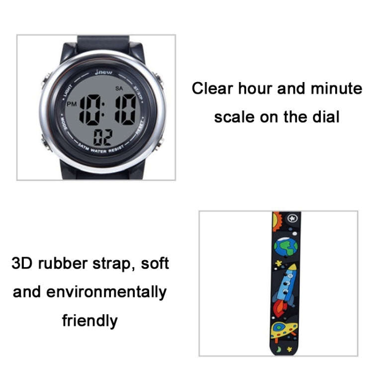 JNEW A380-86294 Children Waterproof Time Cognitive Cartoon Universe Colorful Backlight LED Electr...