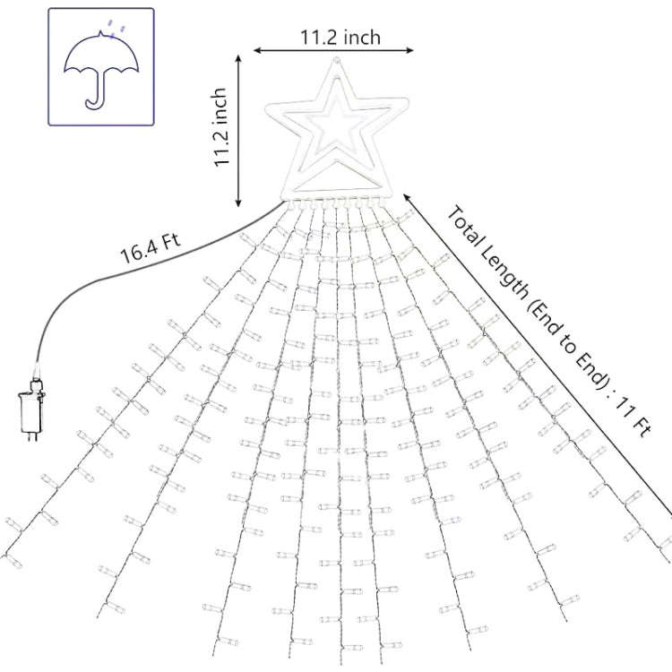 10LM 350 LED Star Waterfall Light Christmas Tree String Lights Outdoor Meteor Light, Plug Spec:, ...