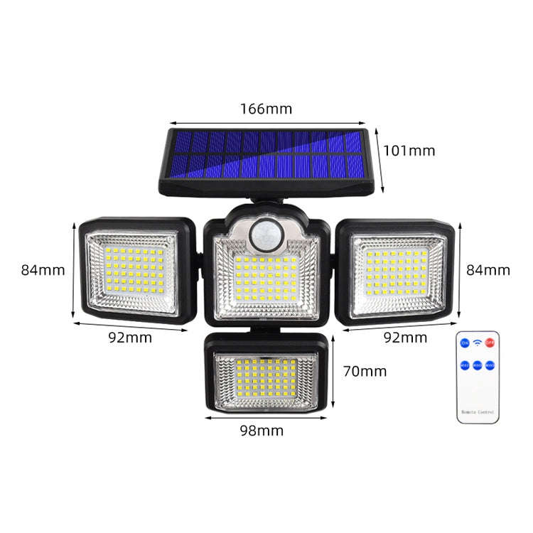TG-TY085 Solar 4-Head Rotatable Wall Light with Remote Control Body Sensing Outdoor Waterproof Ga...