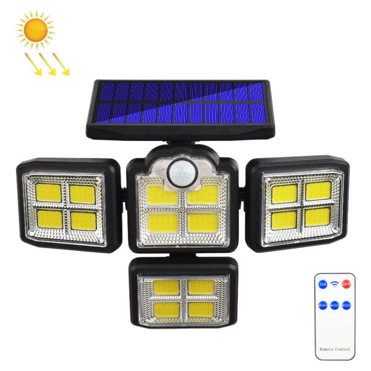 TG-TY085 Solar 4-Head Rotatable Wall Light with Remote Control Body Sensing Outdoor Waterproof Ga...