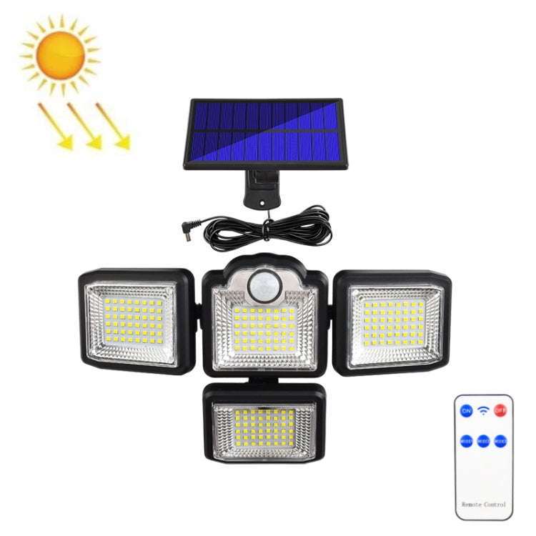 TG-TY085 Solar 4-Head Rotatable Wall Light with Remote Control Body Sensing Outdoor Waterproof Ga...