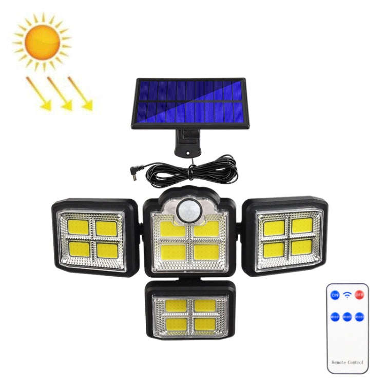 TG-TY085 Solar 4-Head Rotatable Wall Light with Remote Control Body Sensing Outdoor Waterproof Ga...