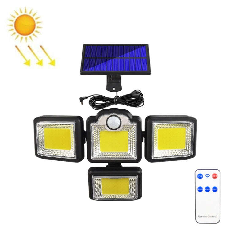 TG-TY085 Solar 4-Head Rotatable Wall Light with Remote Control Body Sensing Outdoor Waterproof Ga...