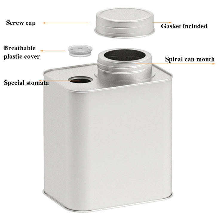Square Tinplate Metal Sealed Cans Coffee Bean Powder Tin Cans, Specification: With Air Valve, Wit...