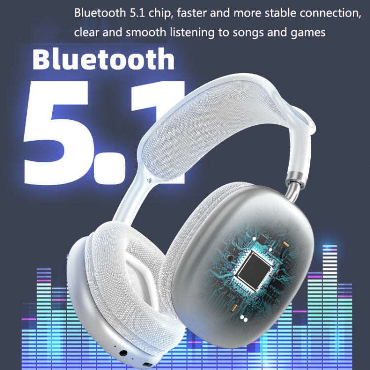 P9 Bluetooth 5.1 Subwoofer Wireless Headset Support AUX / TF Card, P9 (Black), P9 (White), P9 (Re...