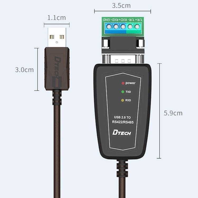 DTECH DT-5019 USB to RS485 / RS422 Conversion Cable, FT232 Chip, Length:, 0.5m, 1.5m
