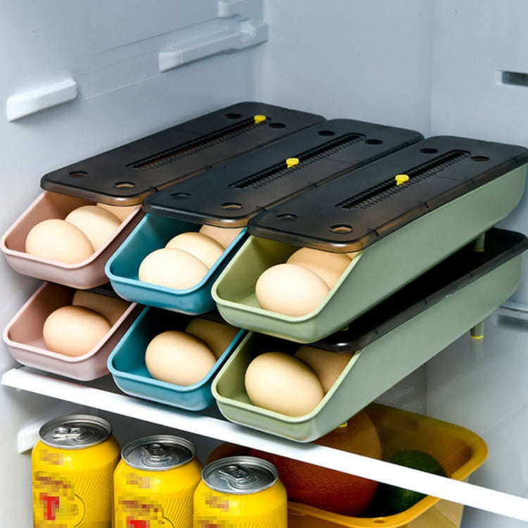 Automatically Fill The Egg Storage Box Refrigerator Fresh-Keeping Box, 1 Layers Green, 1 Layers  ...