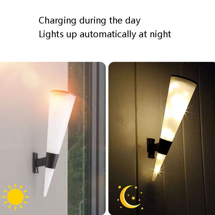 N231 Circular Cone Solar Wall Lamp Outdoor Garden Landscape Light, Style:, String Lights, Colorfu...