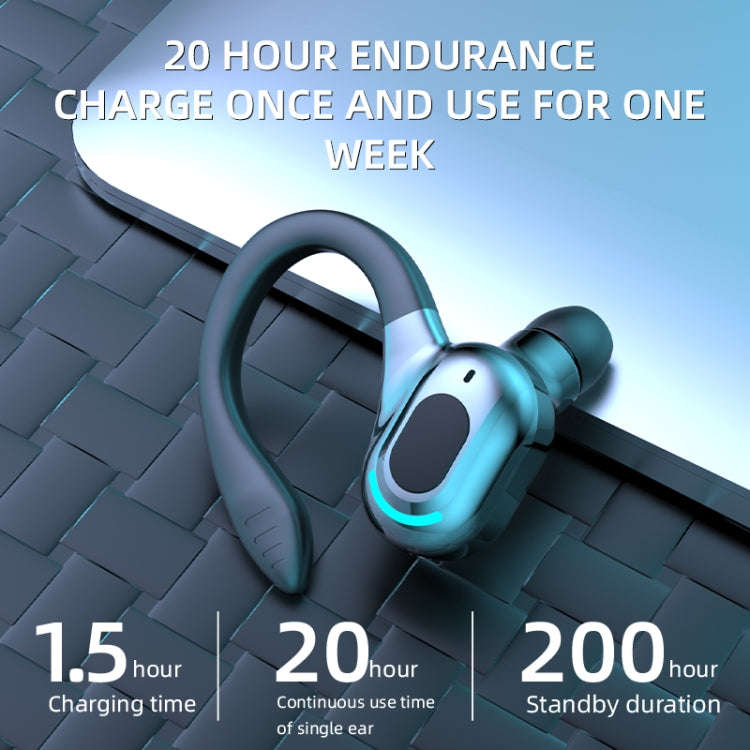 F8 Bluetooth 5.1 Ear-Mounted Stereo Wireless Sports Earphone, Single Earphone (Black), Single Ear...