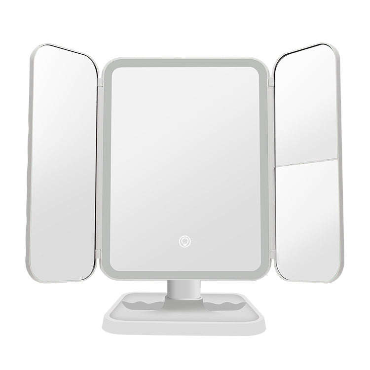 430 Three-Sided Folding LED Makeup Mirror Table Lamp, Plug-in Style, Charging Style, Three-color ...