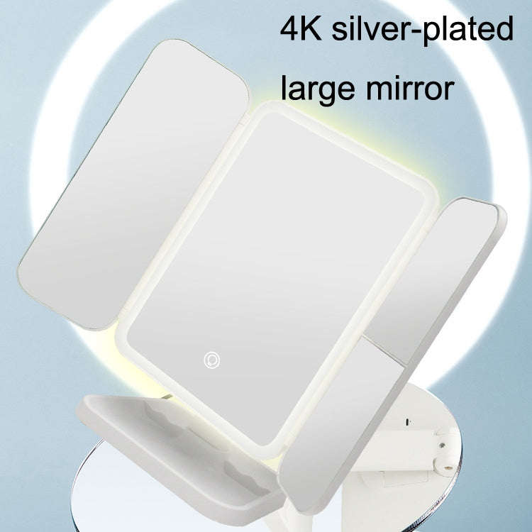 430 Three-Sided Folding LED Makeup Mirror Table Lamp, Plug-in Style, Charging Style, Three-color ...