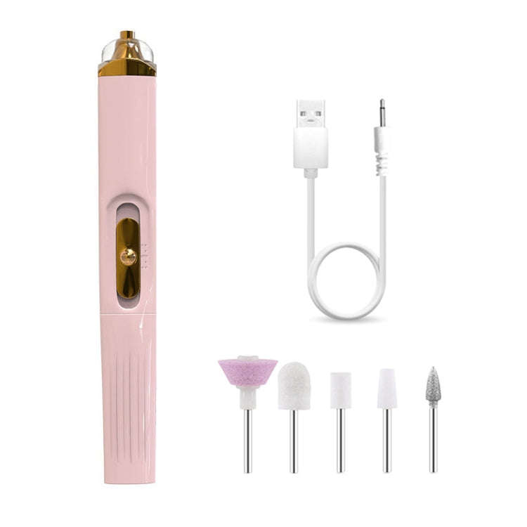 BZX5 5 In 1 USB Nail Polisher Peeling Manicure, Silver White, Rose Pink