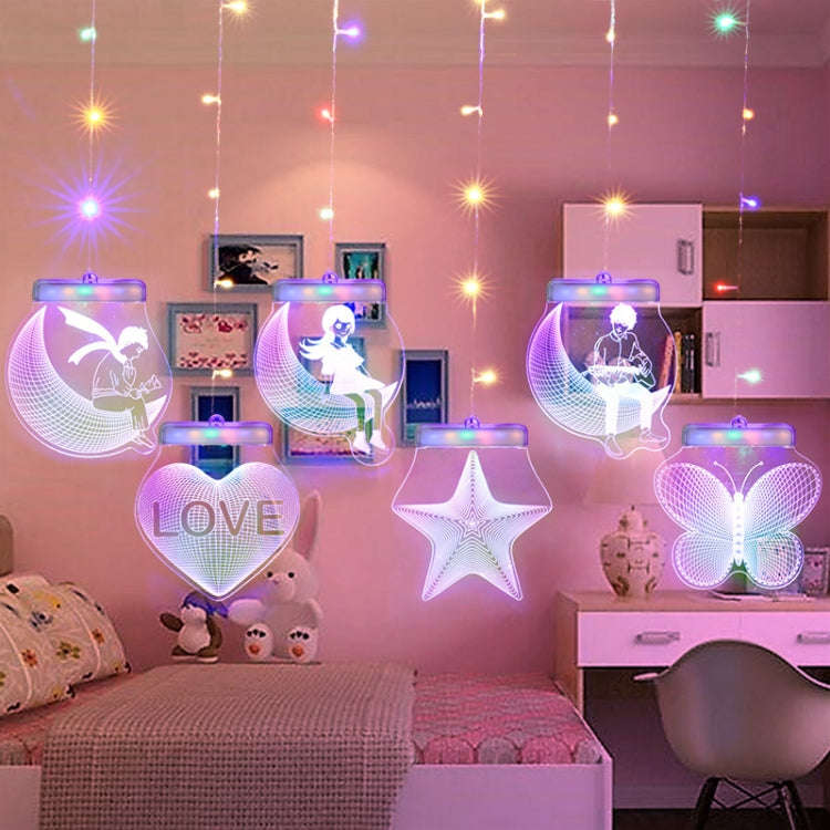 2m Romantic Girl Icicle Lamp Window Decoration Hanging Lamp, Style:, Warm White Light, Warm White...