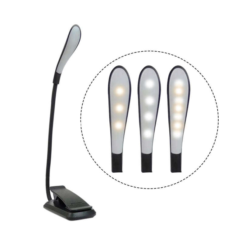 8027D-2 7 Beads LED Eye Protection Reading Folding Book Clip Light, White, Black