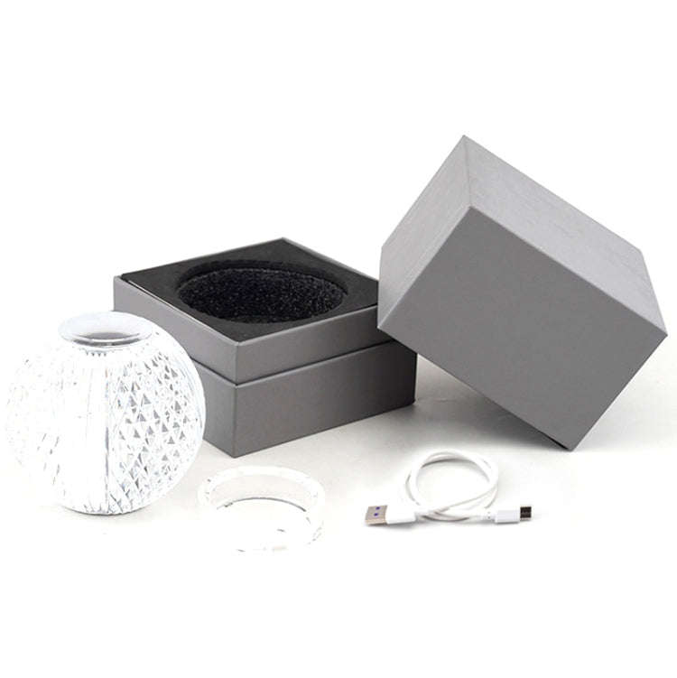 Crystal Ball Small Table Lamp USB Acrylic Night Light, MT2 80 x 80mm, MT1  110 x 110mm