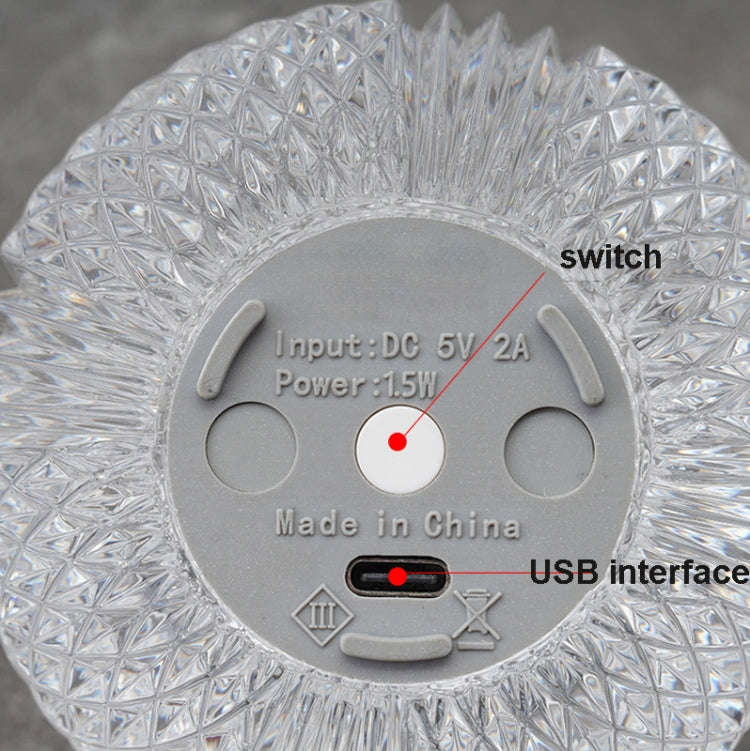 Crystal Ball Small Table Lamp USB Acrylic Night Light, MT2 80 x 80mm, MT1  110 x 110mm