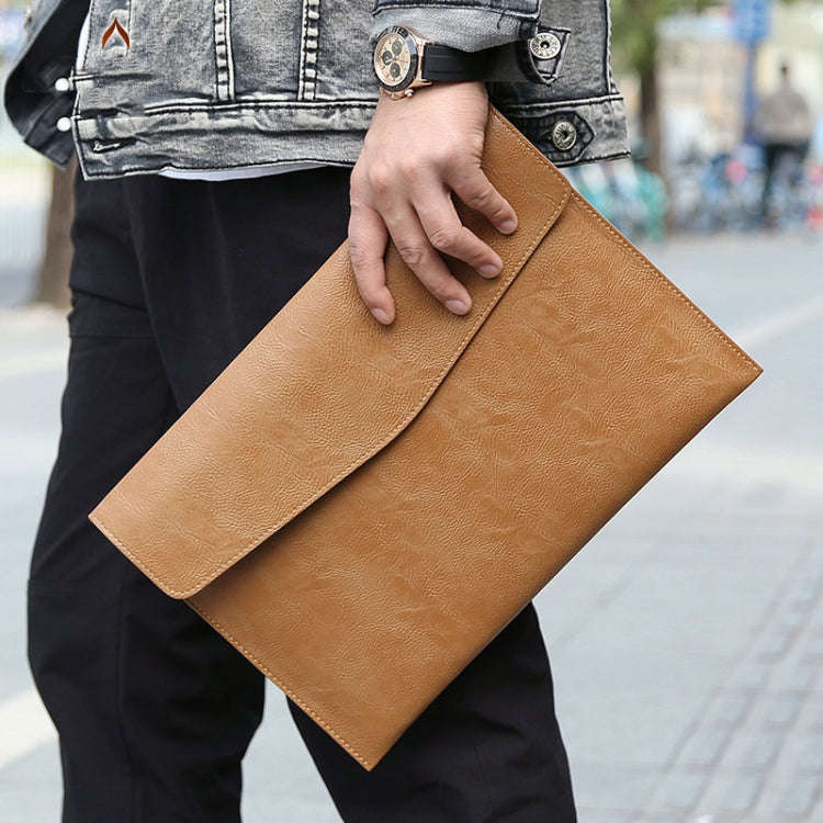 PU Leather Litchi Pattern Sleeve Case For 13.3 Inch Laptop, Style:, Single Bag (Light Brown), Sin...