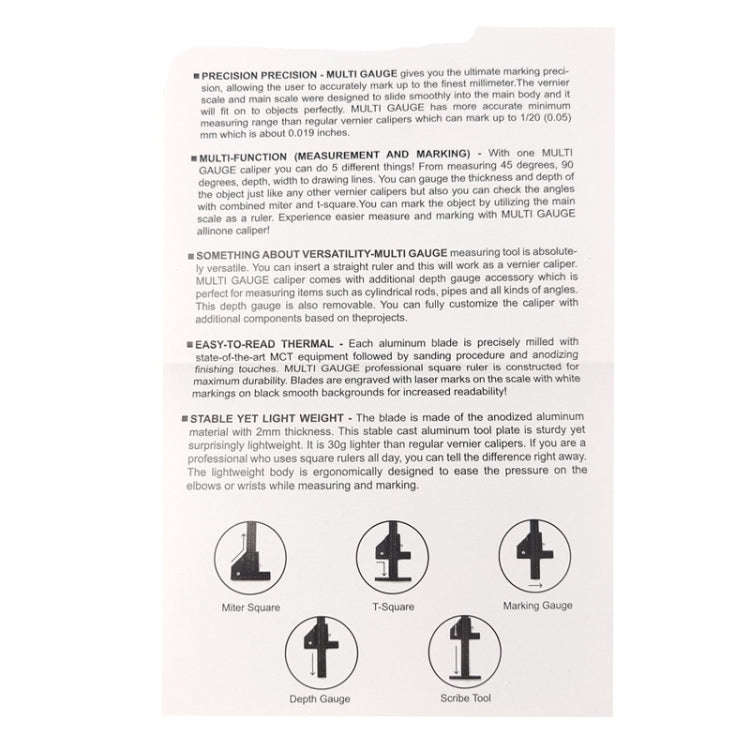 T072 Woodworking Multifunctional Aluminum Alloy Marking Ruler, T072